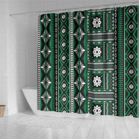 Fiji Masi Tapa Pattern Green Shower Curtain - Polynesian Pride