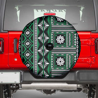 Fiji Masi Tapa Pattern Green Spare Tire Cover - Polynesian Pride