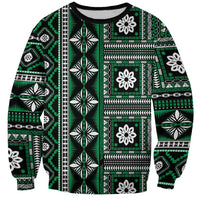 Fiji Masi Tapa Pattern Green Sweatshirt - Polynesian Pride