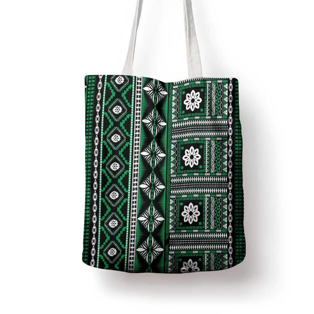 Fiji Masi Tapa Pattern Green Tote Bag - Polynesian Pride