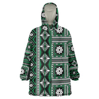 Fiji Masi Tapa Pattern Green Wearable Blanket Hoodie - Polynesian Pride