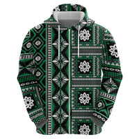 Fiji Masi Tapa Pattern Green Zip Hoodie - Polynesian Pride