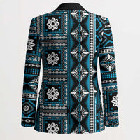 Fiji Masi Tapa Pattern Blue Blazer - Polynesian Pride