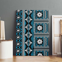 Fiji Masi Tapa Pattern Blue Canvas Wall Art - Polynesian Pride