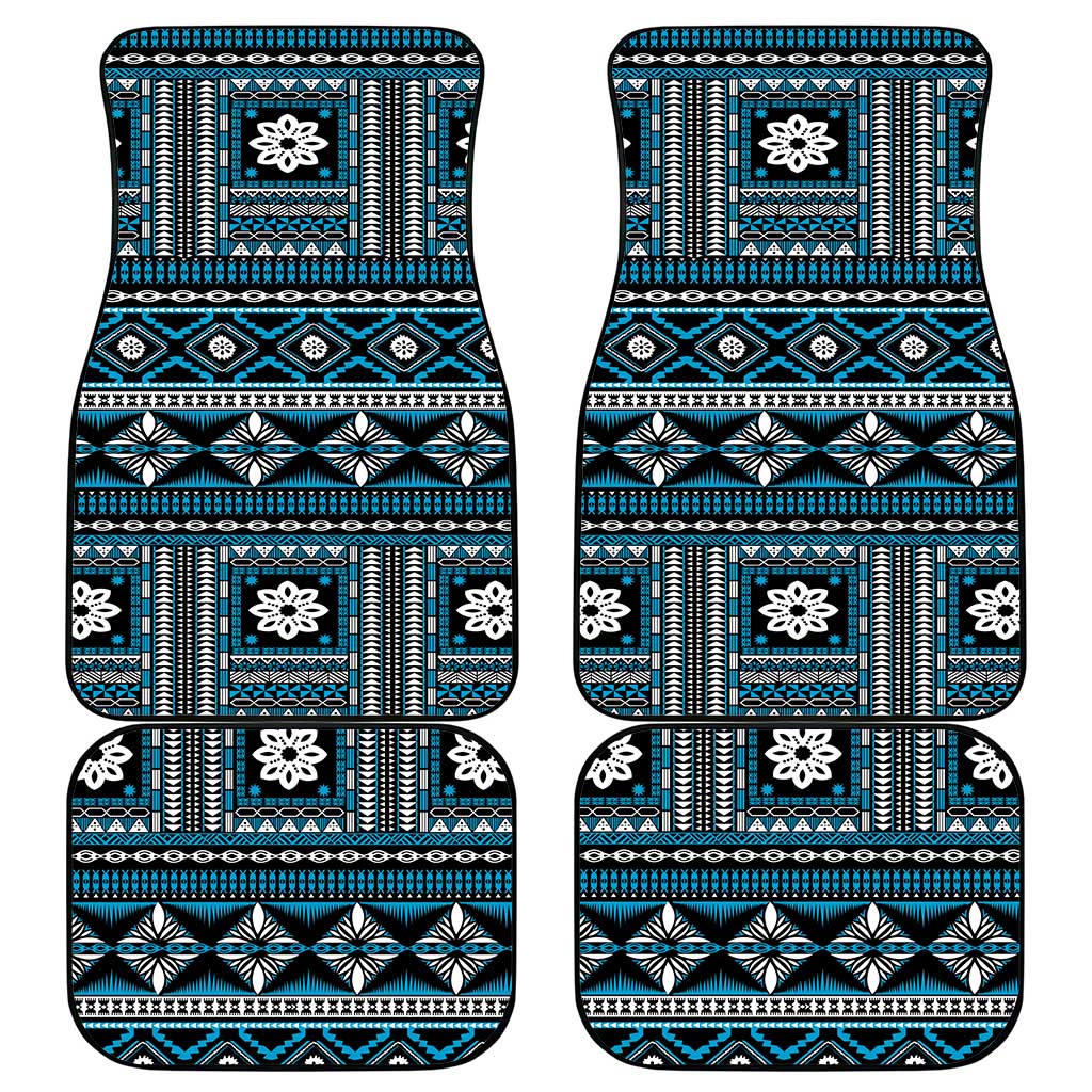 Fiji Masi Tapa Pattern Blue Car Mats - Polynesian Pride
