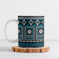 Fiji Masi Tapa Pattern Blue Ceramic Mug - Polynesian Pride