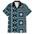 Fiji Masi Tapa Pattern Blue Family Matching Summer Maxi Dress and Hawaiian Shirt - Polynesian Pride
