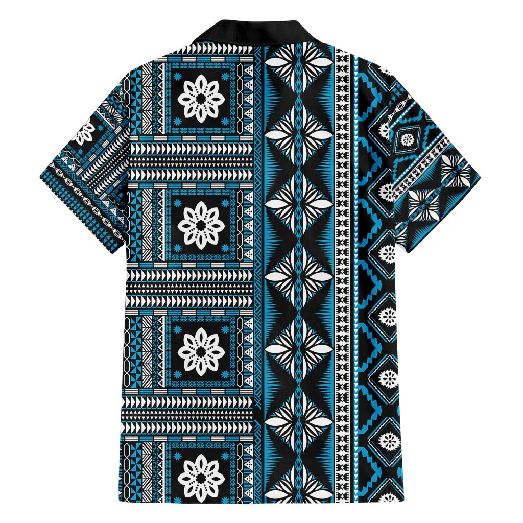 Fiji Masi Tapa Pattern Blue Hawaiian Shirt - Polynesian Pride