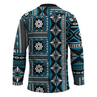 Fiji Masi Tapa Pattern Blue Hockey Jersey - Polynesian Pride