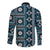 Fiji Masi Tapa Pattern Blue Long Sleeve Button Shirt - Polynesian Pride