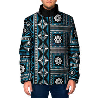Fiji Masi Tapa Pattern Blue Padded Jacket - Polynesian Pride