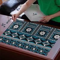 Fiji Masi Tapa Pattern Blue Puzzle - Polynesian Pride