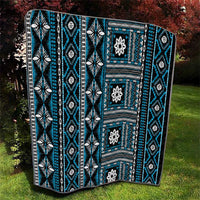 Fiji Masi Tapa Pattern Blue Quilt - Polynesian Pride