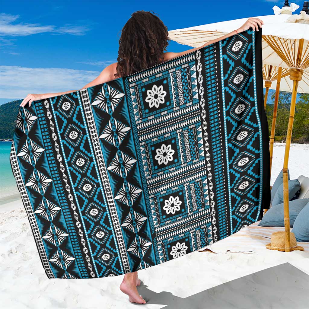 Fiji Masi Tapa Pattern Blue Sarong - Polynesian Pride