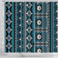 Fiji Masi Tapa Pattern Blue Shower Curtain - Polynesian Pride