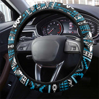 Fiji Masi Tapa Pattern Blue Steering Wheel Cover - Polynesian Pride
