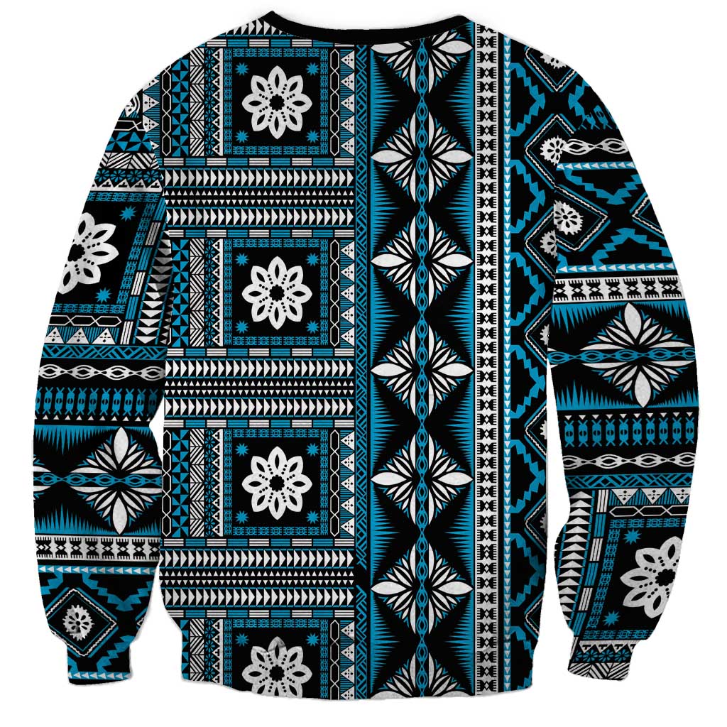 Fiji Masi Tapa Pattern Blue Sweatshirt - Polynesian Pride