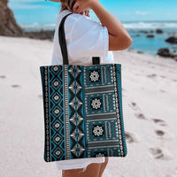 Fiji Masi Tapa Pattern Blue Tote Bag - Polynesian Pride