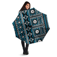 Fiji Masi Tapa Pattern Blue Umbrella - Polynesian Pride