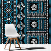 Fiji Masi Tapa Pattern Blue Window Curtain - Polynesian Pride