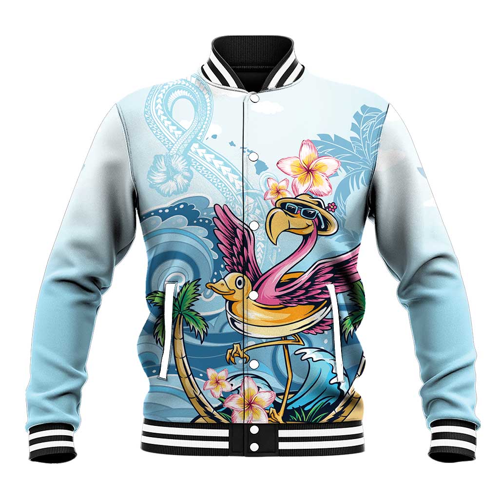 Hawaii Flamingo Baseball Jacket Plumeria Tropical Beach