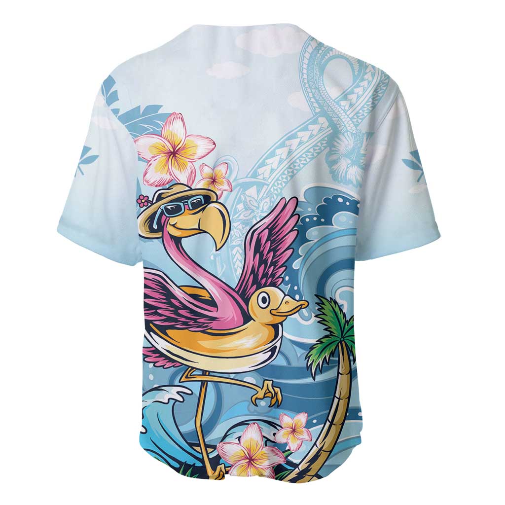 Hawaii Flamingo Baseball Jersey Plumeria Tropical Beach