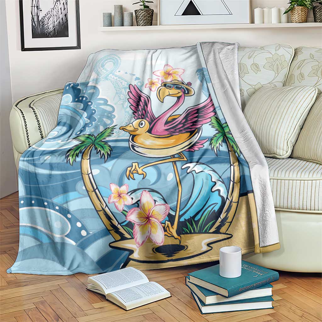 Hawaii Flamingo Blanket Plumeria Tropical Beach LT01 Blue - Polynesian Pride