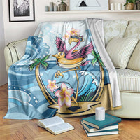 Hawaii Flamingo Blanket Plumeria Tropical Beach LT01 Blue - Polynesian Pride