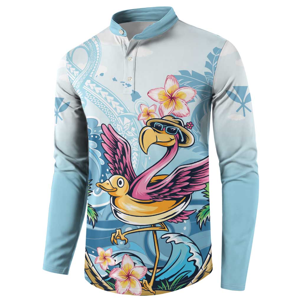 Hawaii Flamingo Button Sweatshirt Plumeria Tropical Beach LT01 - Polynesian Pride