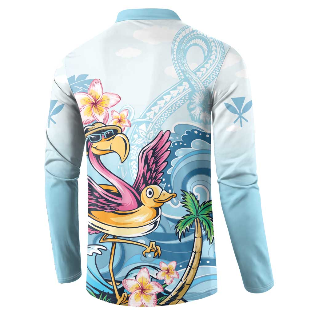Hawaii Flamingo Button Sweatshirt Plumeria Tropical Beach LT01 - Polynesian Pride