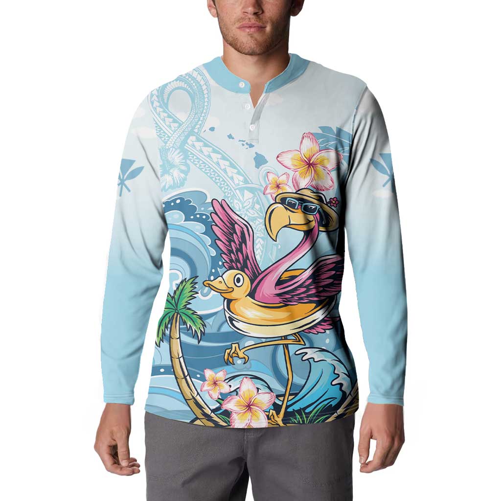 Hawaii Flamingo Button Sweatshirt Plumeria Tropical Beach LT01 - Polynesian Pride
