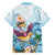 Hawaii Flamingo Family Matching Off Shoulder Short Dress and Hawaiian Shirt Plumeria Tropical Beach