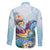 Hawaii Flamingo Family Matching Off Shoulder Short Dress and Hawaiian Shirt Plumeria Tropical Beach