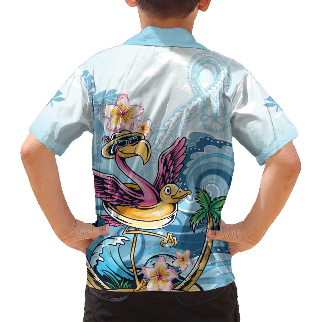Hawaii Flamingo Family Matching Puletasi and Hawaiian Shirt Plumeria Tropical Beach