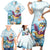 Hawaii Flamingo Family Matching Short Sleeve Bodycon Dress and Hawaiian Shirt Plumeria Tropical Beach