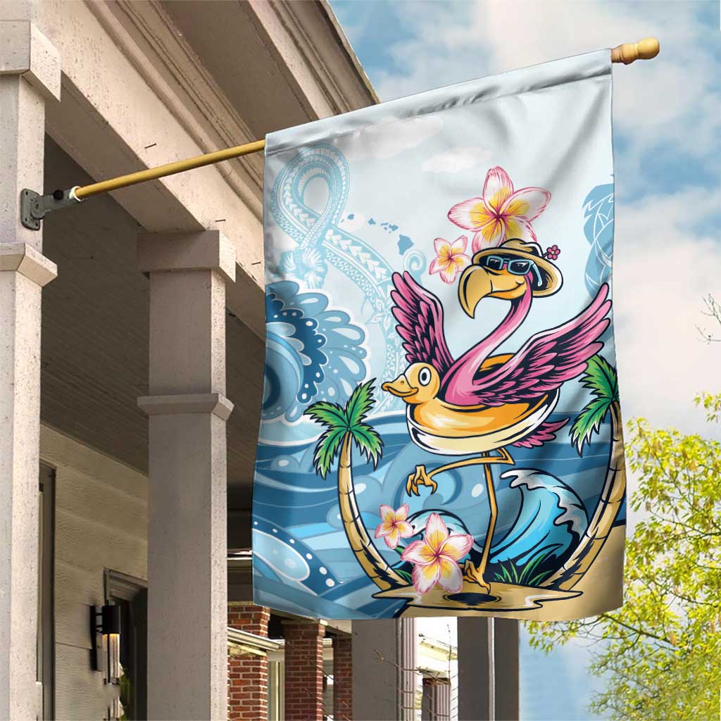 Hawaii Flamingo Garden Flag Plumeria Tropical Beach LT01 House Flag Blue - Polynesian Pride