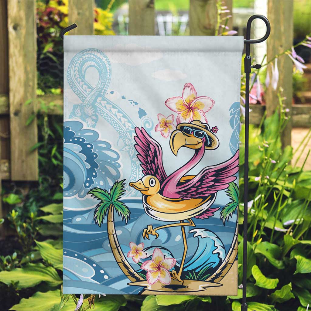 Hawaii Flamingo Garden Flag Plumeria Tropical Beach LT01 Garden Flag Blue - Polynesian Pride