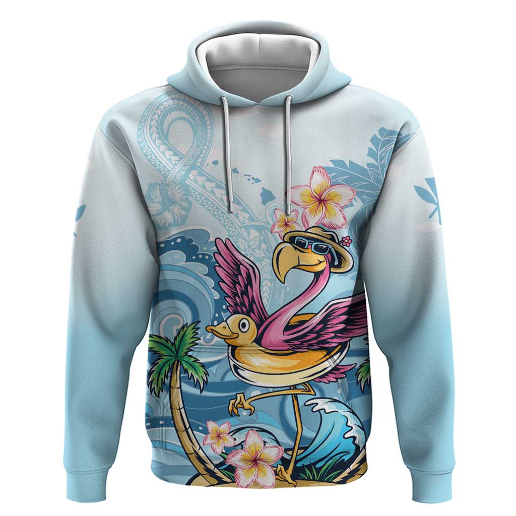 Hawaii Flamingo Hoodie Plumeria Tropical Beach