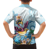 Hawaii Flamingo Kid Hawaiian Shirt Plumeria Tropical Beach