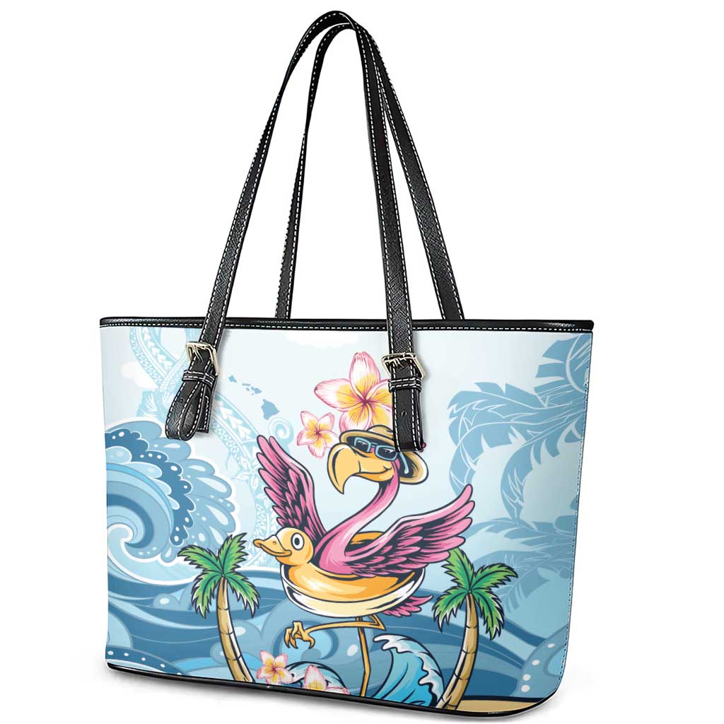 Hawaii Flamingo Leather Tote Bag Plumeria Tropical Beach LT01 - Polynesian Pride