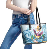 Hawaii Flamingo Leather Tote Bag Plumeria Tropical Beach LT01 - Polynesian Pride