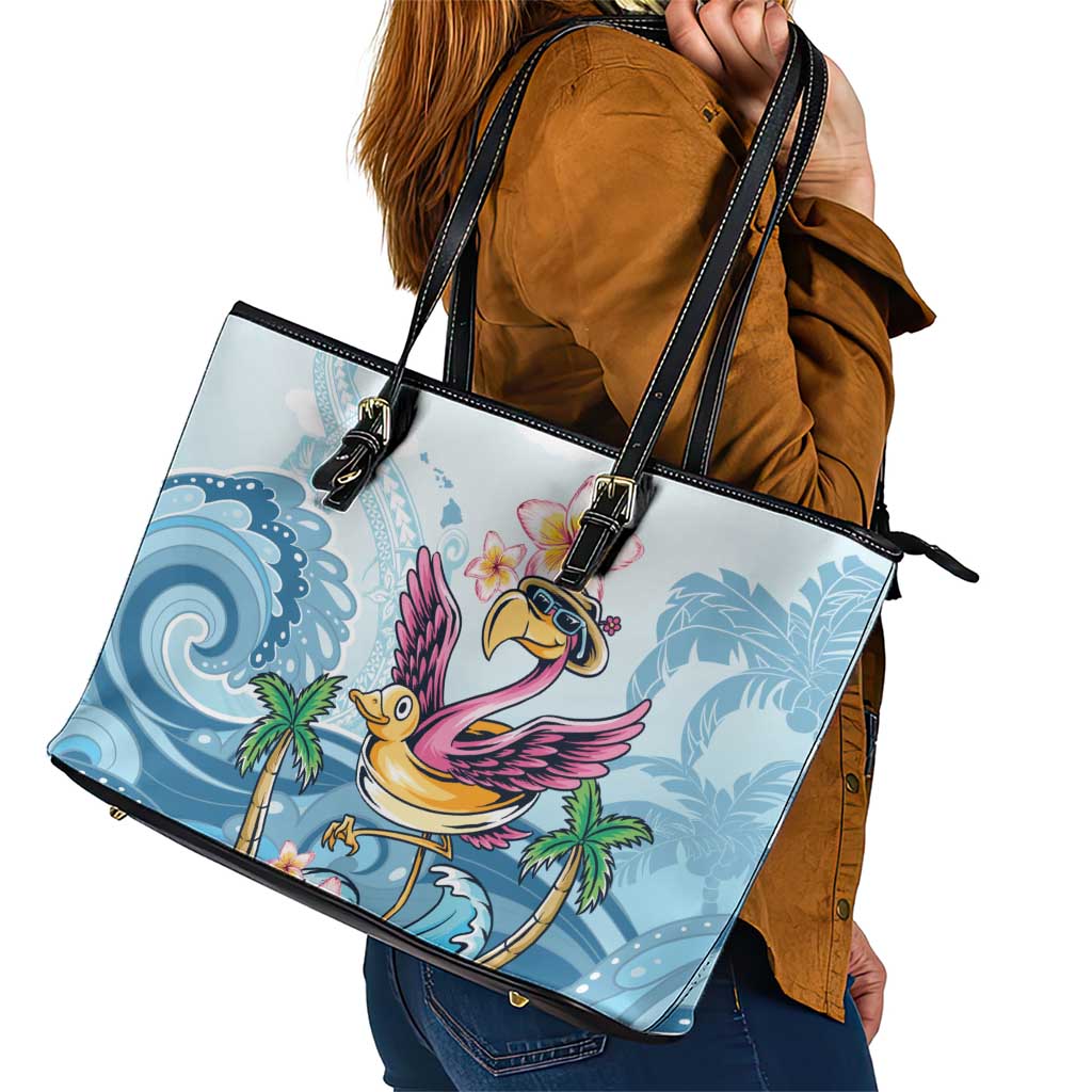 Hawaii Flamingo Leather Tote Bag Plumeria Tropical Beach LT01 - Polynesian Pride