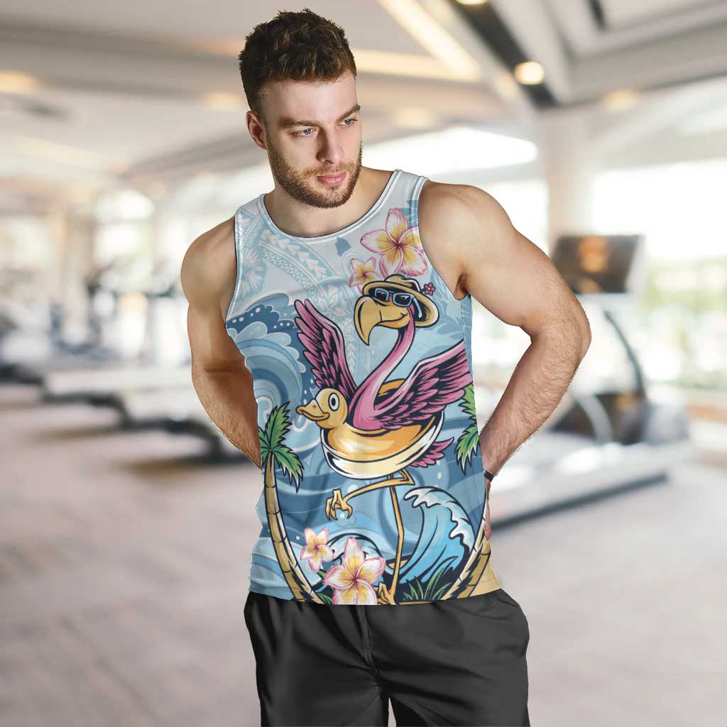 Hawaii Flamingo Men Tank Top Plumeria Tropical Beach LT01 Blue - Polynesian Pride
