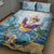 Hawaii Flamingo Quilt Bed Set Plumeria Tropical Beach