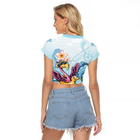 Hawaii Flamingo Raglan Cropped T Shirt Plumeria Tropical Beach LT01 - Polynesian Pride