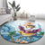 Hawaii Flamingo Round Carpet Plumeria Tropical Beach