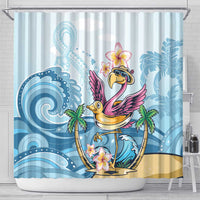 Hawaii Flamingo Shower Curtain Plumeria Tropical Beach