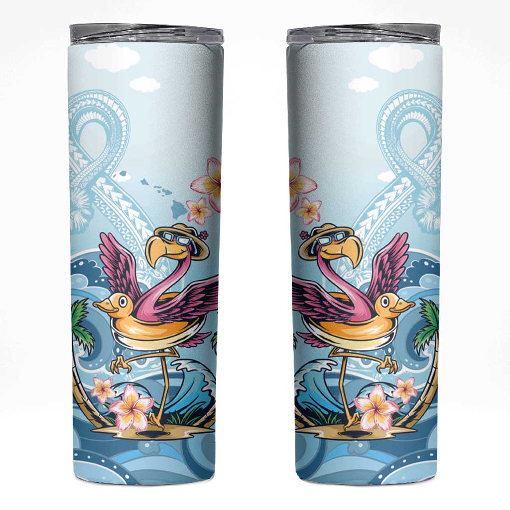 Hawaii Flamingo Skinny Tumbler Plumeria Tropical Beach