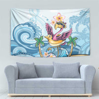 Hawaii Flamingo Tapestry Plumeria Tropical Beach