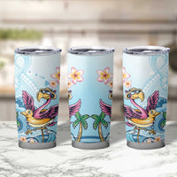 Hawaii Flamingo Tumbler Cup Plumeria Tropical Beach